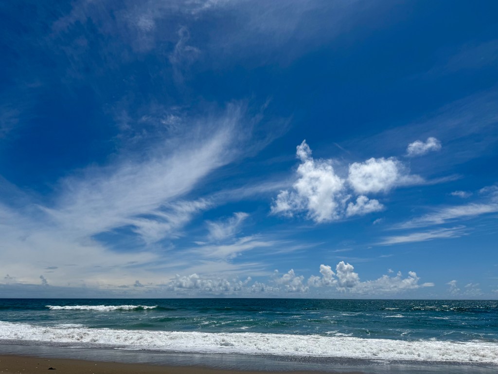 ocean, clouds, Limantour beach, photo